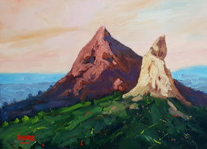 Glasshouse Mountains At Sunset
